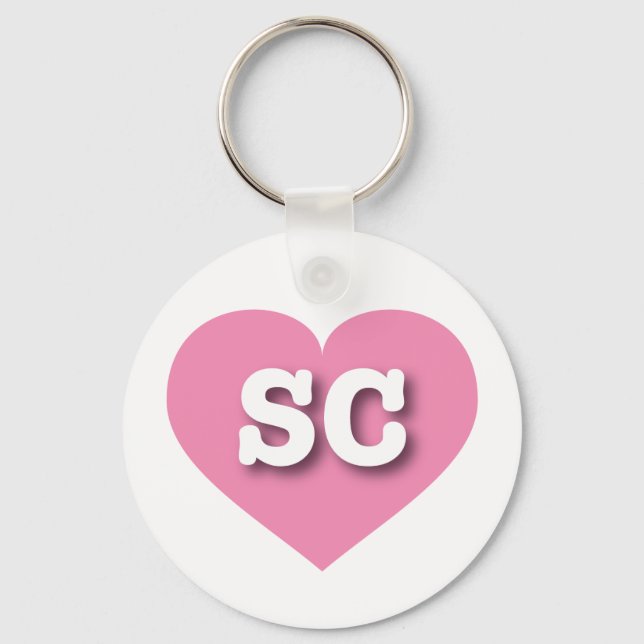 South Carolina Pink Heart - I love SC Key Ring (Front)