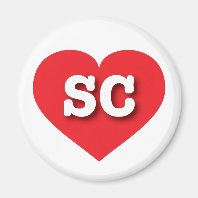 South Carolina Red Heart - I love SC Magnet (Front)