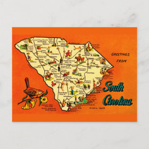 South Carolina Retro Orange Postcard