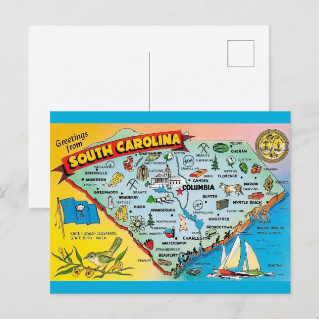 South Carolina Retro Postcard (Front/Back)