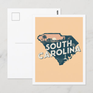 South Carolina Retro Travel Design Iconic US Postcard