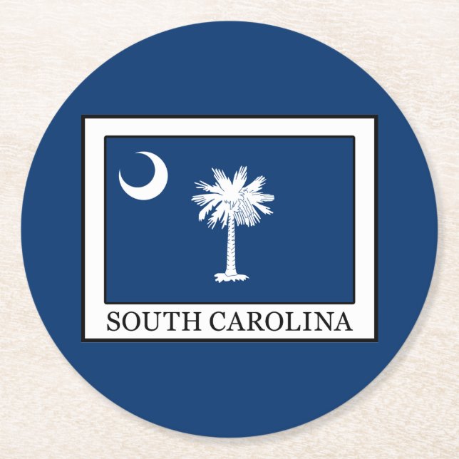 South Carolina Round Paper Coaster (Front)