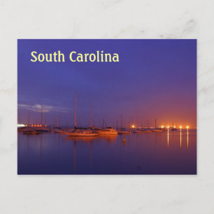 South Carolina sailboats in marina at dusk Postcard