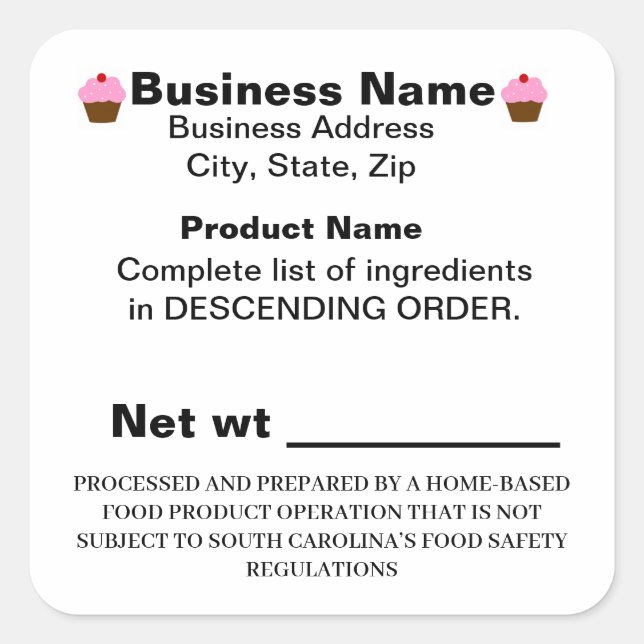 South Carolina SC Cottage Law Sticker Label (Front)
