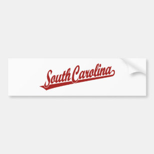 South Carolina script logo in red Bumper Sticker