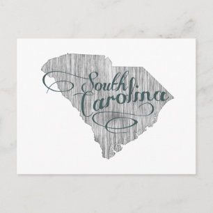 South Carolina Shaped Vintage Grey Typography Name Postcard