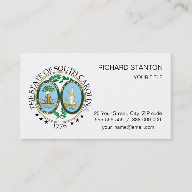 South Carolina sign Business Card (Front)