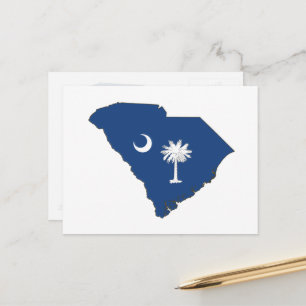 South Carolina Silhouette Map Shaped State Flag Postcard