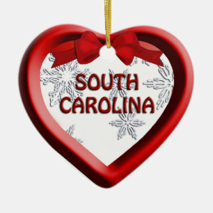 South Carolina Snowflake Heart Christmas Ornament