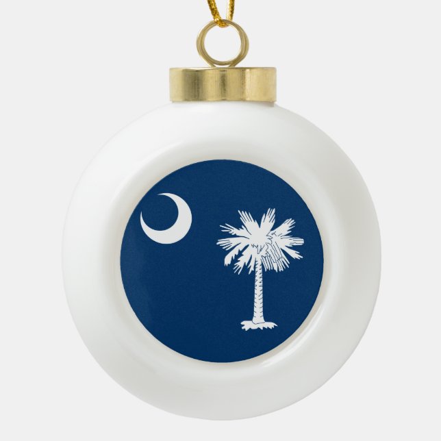 South Carolina State Flag Ceramic Ball Christmas Ornament (Front)