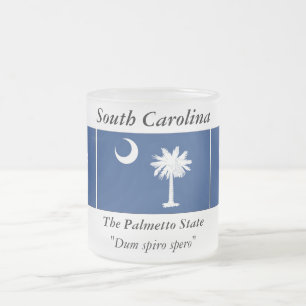 South Carolina State Flag Frosted Glass Coffee Mug