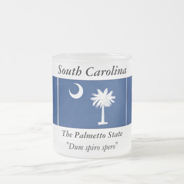 South Carolina State Flag Frosted Glass Coffee Mug (Center)