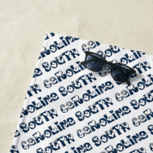 South Carolina State Flag Typography Pattern USA Beach Towel