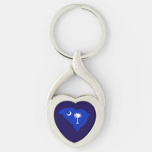South Carolina State Shaped Flag Key Ring (Front)