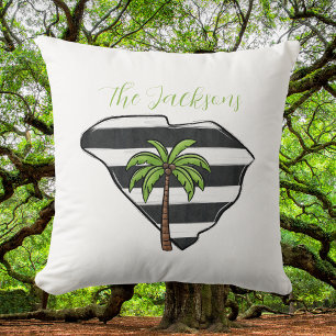 South Carolina Striped State Personalised Coastal Cushion