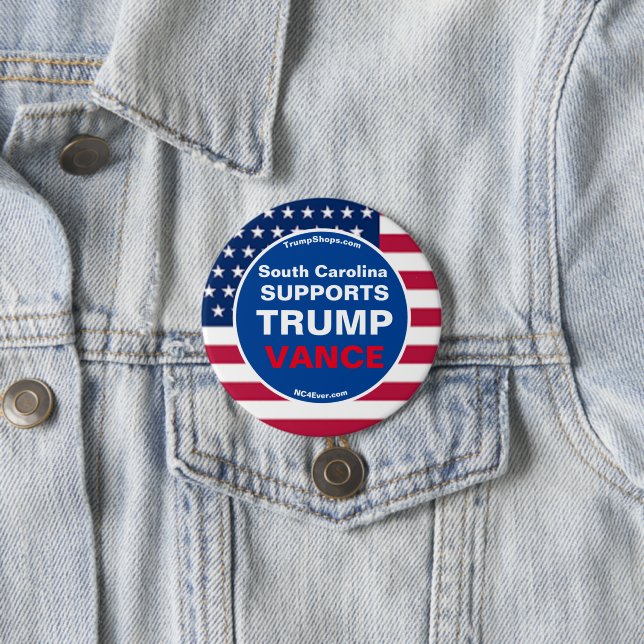 South Carolina SUPPORTS TRUMP VANCE 7.5 Cm Round Badge (In Situ)
