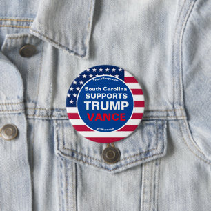 South Carolina SUPPORTS TRUMP VANCE 7.5 Cm Round Badge