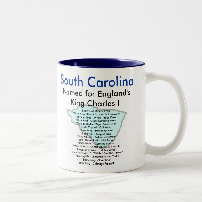 South Carolina Symbols & Map Two-Tone Coffee Mug (Right)