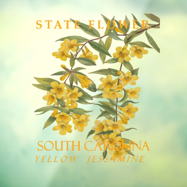 South Carolina Territory Flower Yellow Jasmine Window Cling (Sheet 3)