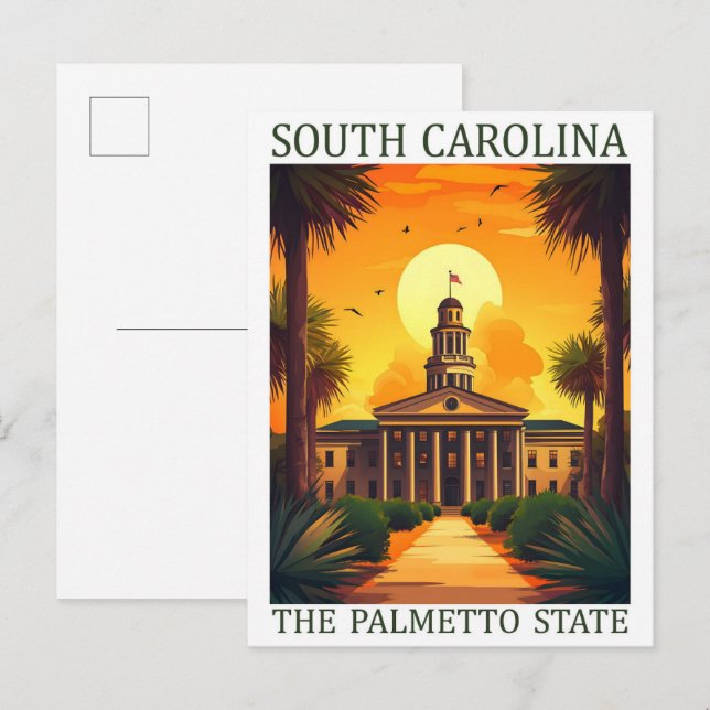 South Carolina the Palmetto State USA Travel Place Postcard (Front/Back)