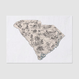 South Carolina Vintage Picture Map Tissue Paper
