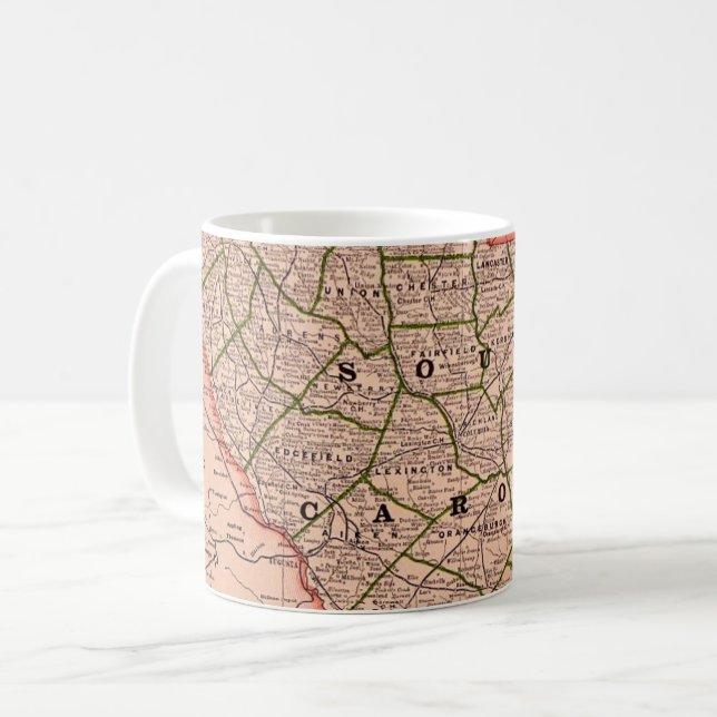 South Carolina Vintage Road Map Mug (Front Left)