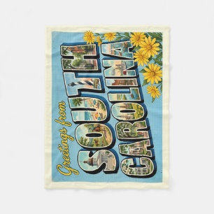 South Carolina Vintage Travel Fleece Blanket