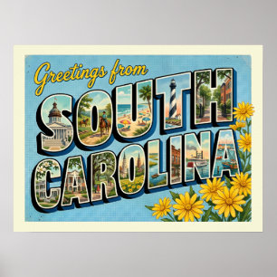 South Carolina Vintage Travel Poster