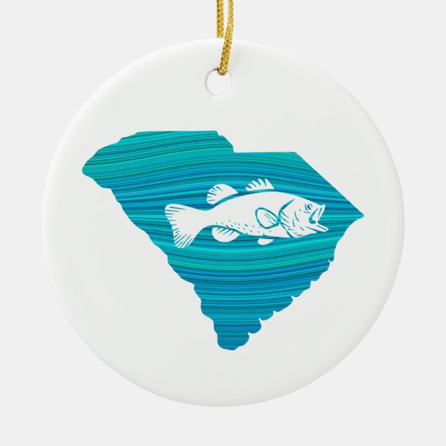 South Carolina Wave Fishing Ceramic Tree Decoration (Front)