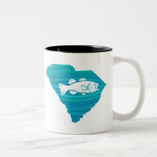 South Carolina Wave Fishing Two-Tone Coffee Mug