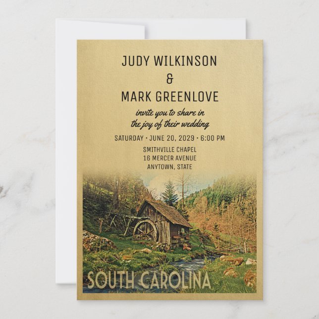 South Carolina Wedding Invitation Rustic Cabin Mil (Front)
