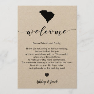 South Carolina Wedding Welcome Letter & Itinerary Programme