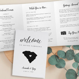 South Carolina Wedding Welcome Letter & Itinerary Tri-Fold Programme