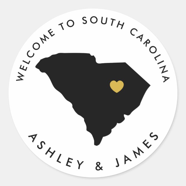 South Carolina Wedding Welcome Sticker for Box Bag (Front)