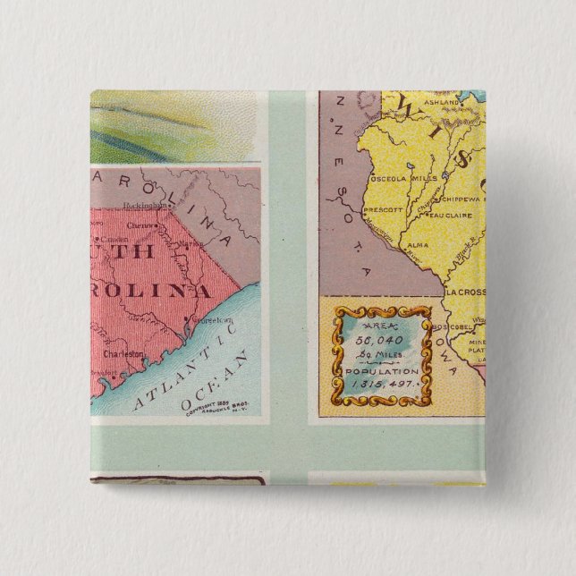 South Carolina, Wisconsin, Maine, Michigan 15 Cm Square Badge (Front)