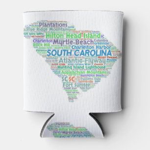 South Carolina Word Cloud Can Cooler