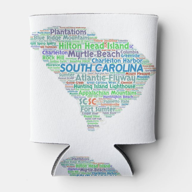 South Carolina Word Cloud Can Cooler (Front)