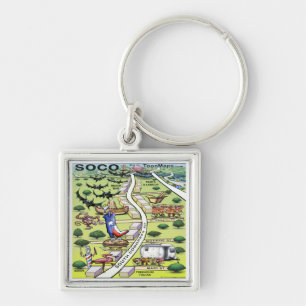 South Congress Ave ATX Cartoon Map Key Ring