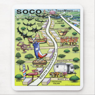 South Congress Ave ATX Cartoon Map Mouse Mat