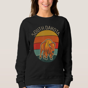 South Dakota Badlands Road Trip Buffalo Bison Vint Sweatshirt