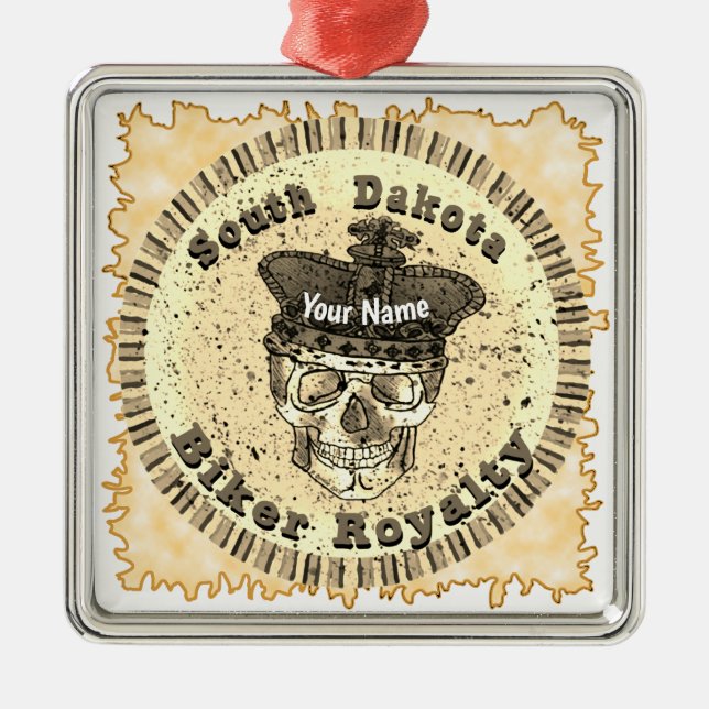 South Dakota Biker  Metal Tree Decoration (Front)