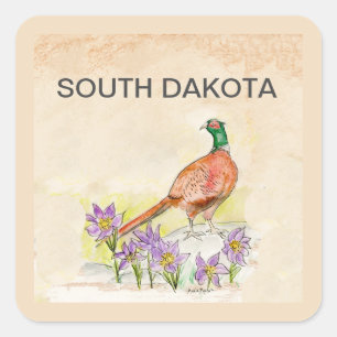 South Dakota bird flower Square Sticker