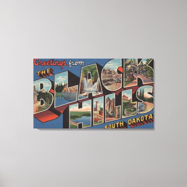 South Dakota - Black Hills - Large Letter Scenes Canvas Print (Front)