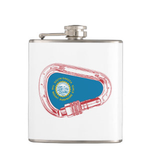 South Dakota Flag Climbing Carabiner Hip Flask