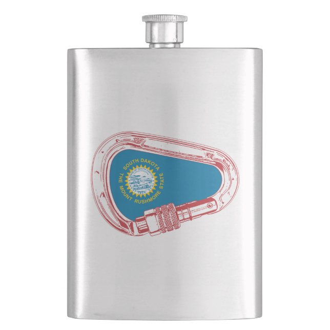 South Dakota Flag Climbing Carabiner Hip Flask (Front)