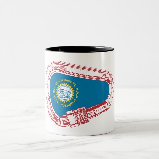 South Dakota Flag Climbing Carabiner Two-Tone Coffee Mug (Center)