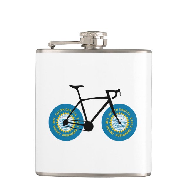 South Dakota Flag Cycling Hip Flask (Front)