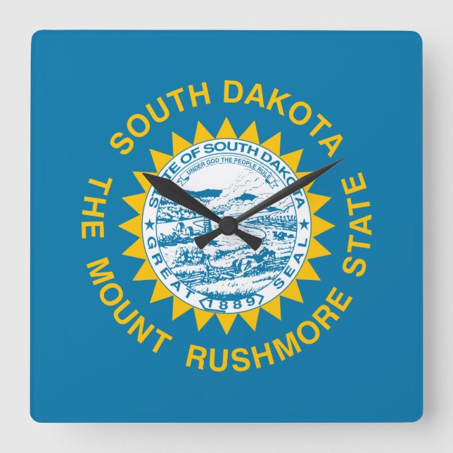 South Dakota Flag Square Wall Clock (Front)