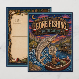 South Dakota Gone Fishing Paddlefish Postcard