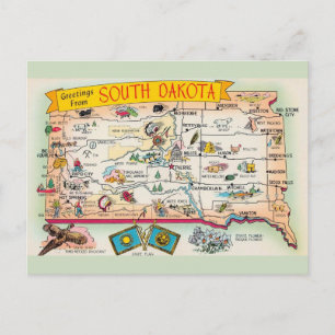 South Dakota Greeting Map  Postcard